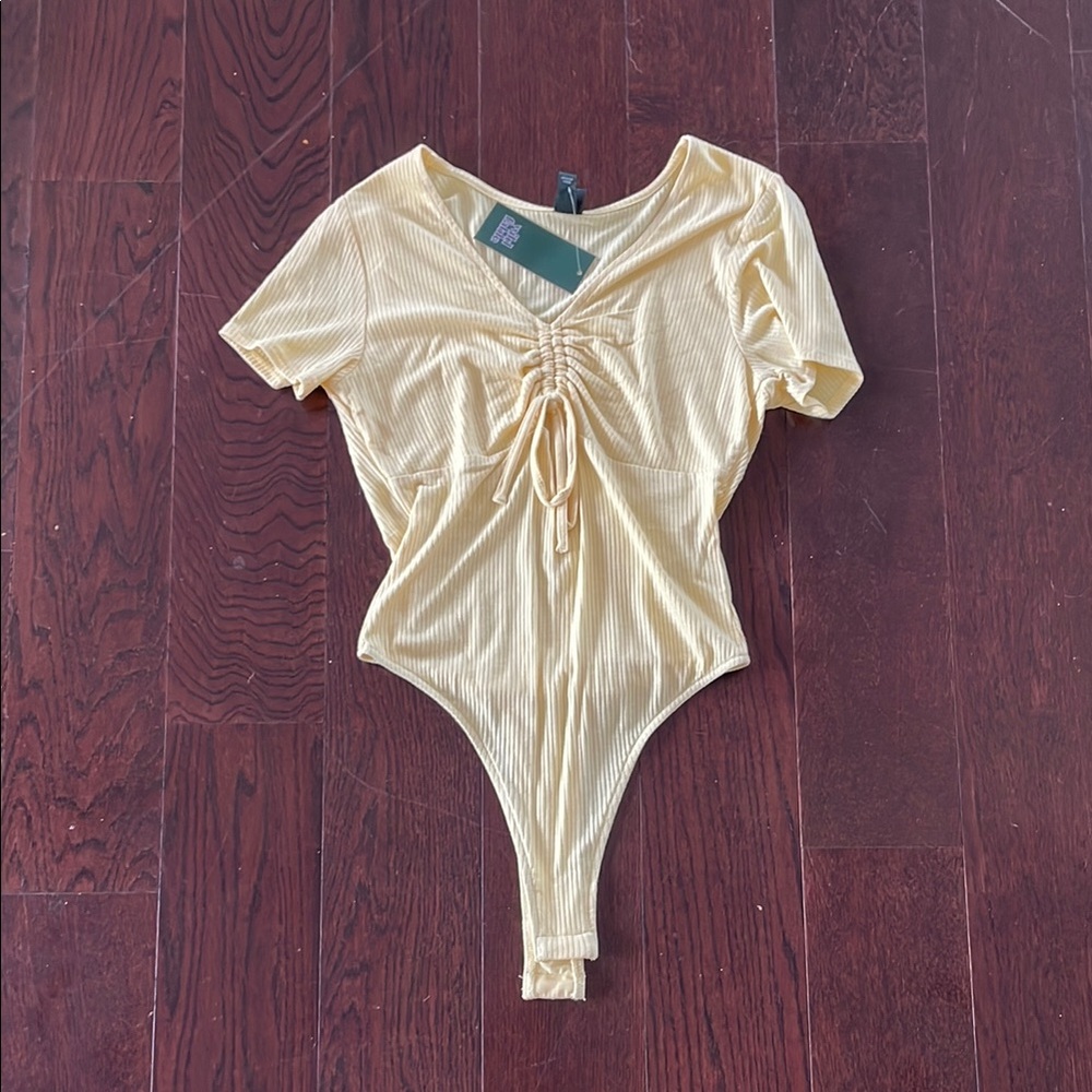 NWT Wild Fable Butter Yellow Ribbed Bodysuit